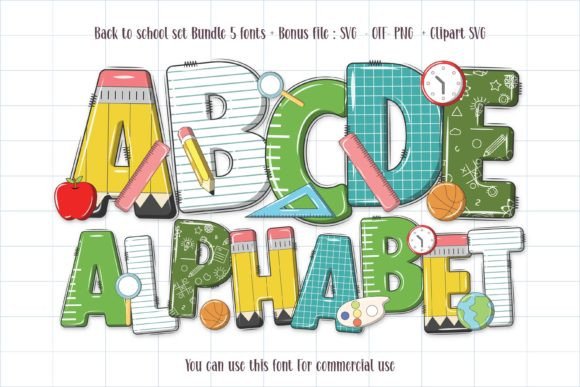 Back to School Set: Bold Fonts for Creative Projects