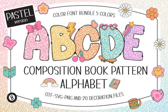 Composition Book Pattern Pastel: A Nostalgic Font for Creative Projects