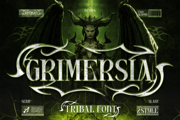Grimersia: A Bold Serif Typeface for Dark and Tribal Aesthetics